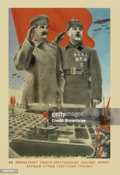 Stalin with General Oversees Parade in Red Square