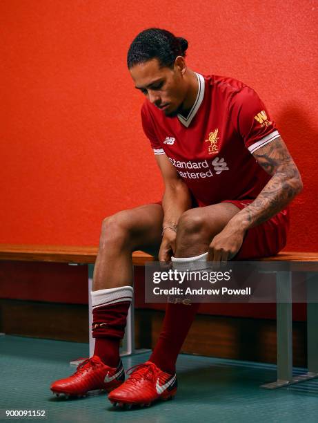 Liverpool's new signing Virgil van Dijk pictured at Melwood Training Ground on December 31, 2017 in Liverpool, England.