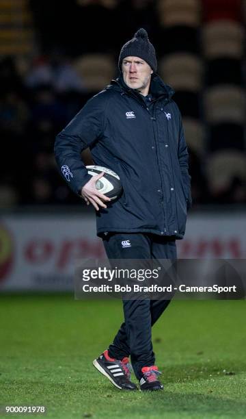 Ospreys' Head Coach Steve Tandy during the Guinness Pro14 Round 12 match between Dragons and Ospreys at Rodney Parade on December 31, 2017 in...