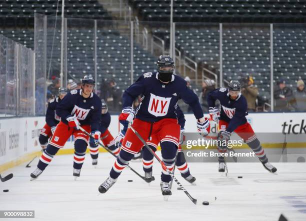 Rick Nash and the Buffalo Sabres practice at Citi Field on December 31, 2017 in the Flushing neighborhood of the Queens borough of New York City. The...