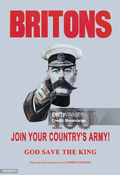 General Kitechener, Hero of Sudan shows the first I want you poster as he addressed the British Youth to Join the Military.
