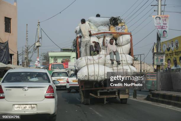 Daily life in Agra city, India. A city of Uttar Pradesh with a population of 1,7 million people, on the banks of the river Yamuna. The famous Taj...