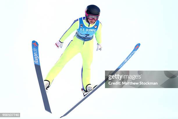 Sarah Hendrickson competes in the U.S. Womens Ski Jumping Olympic Trials on December 31, 2017 at Utah Olympic Park in Park City, Utah.