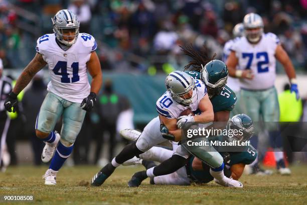 Wide receiver Ryan Switzer of the Dallas Cowboys makes catch for a first-down against linebacker Dannell Ellerbe of the Philadelphia Eagles during...