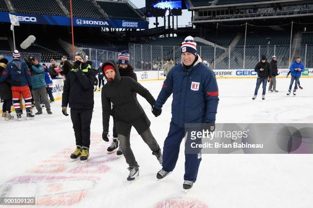 Assistant coach Darryl Williams of the New York Rangers participates in the family skate at Citi Field on December 31, 2017 in the Flushing...