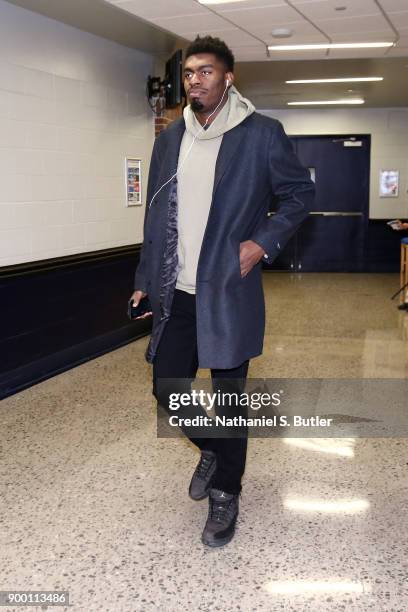 Dakari Johnson of the Oklahoma City Thunder arrives to the arena prior to the game against the Dallas Mavericks on December 31, 2017 at Chesapeake...