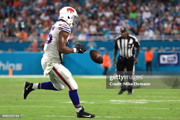 Charles Clay of the Buffalo Bills couldnt make the catch during the second quarter against the Miami Dolphins at Hard Rock Stadium on December 31,...