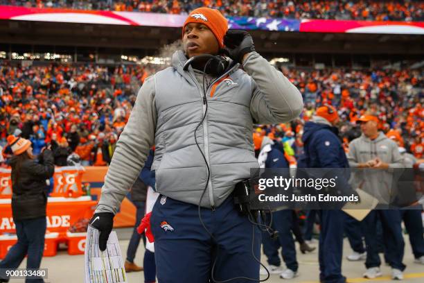 Head coach Vance Joseph of the Denver Broncos looks on before the game against the Kansas City Chiefs at Sports Authority Field at Mile High on...