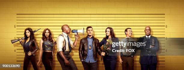 Stephanie Beatriz as Detective Rosa Diaz, Chelsea Peretti as Gina Linetti, Terry Crews as Sergeant Terry Jeffords, Andy Samberg as Detective Jake...