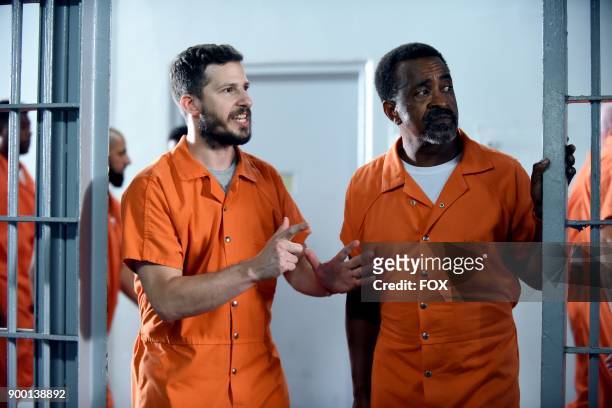Andy Samberg and guest star Tim Meadows in the "The Big House Pt.2" episode of BROOKLYN NINE-NINE airing Tuesday, Oct. 3 on FOX.