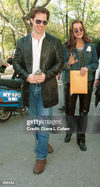 Actress Brooke Shields and husband Chris Henchy arrive for the "Kids for Kids" Carnival hosted by The Elizabeth Glaser Pediatric AIDS Foundation...