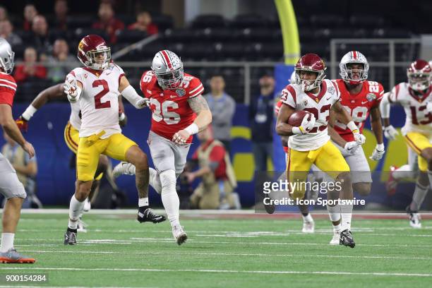 Arlington, TX USC Velus Jones Jr runs with the ball in the Goodyear Cotton Bowl Classic between the USC Trojans and the Ohio State Buckeyes on...