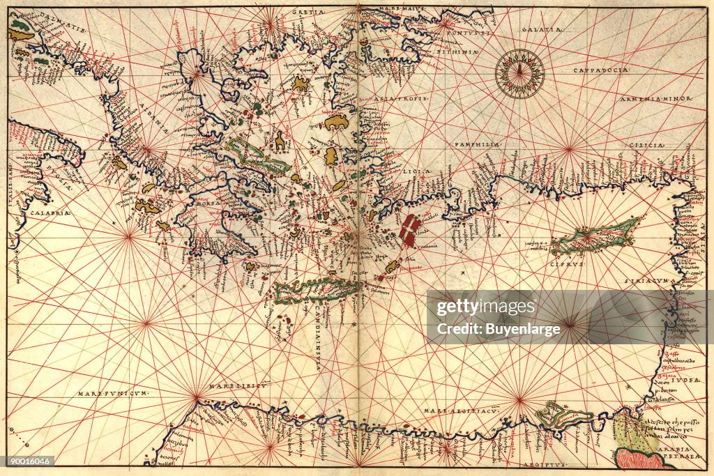 Portolan or Navigational Map of Greece, the Mediterranean and the Levant