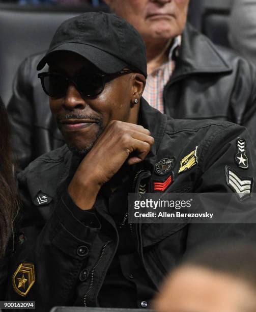 Actor Arsenio Hall attends a basketball game between the Los Angeles Clippers and the Charlotte Hornets at Staples Center on December 31, 2017 in Los...