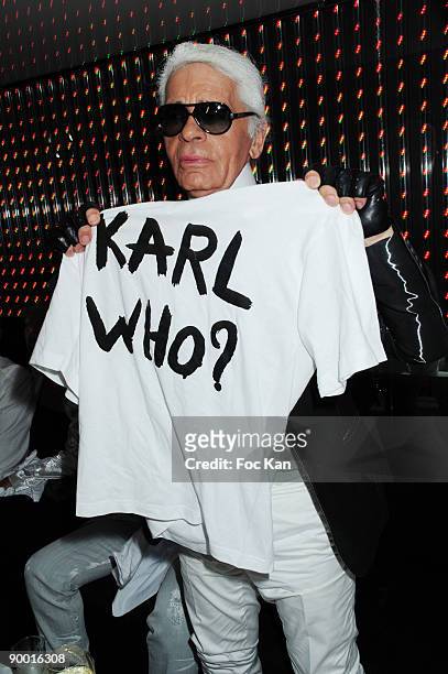 Fashion designer Karl Lagerfeld attends the Karl Lagerfeld and DJ Big Ali Party at the VIP Room St Tropez on August 12, 2009 in St Tropez, France.