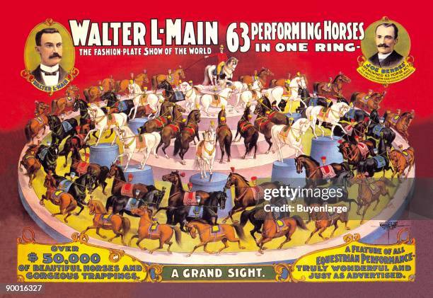 Sixty-Three Performing Horses in One Ring: Walter L. Main Shows