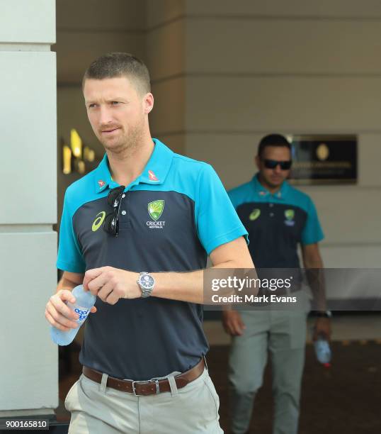 Australian cricketer Jackson Bird outside the team's hotel on January 1, 2018 in Sydney, Australia.