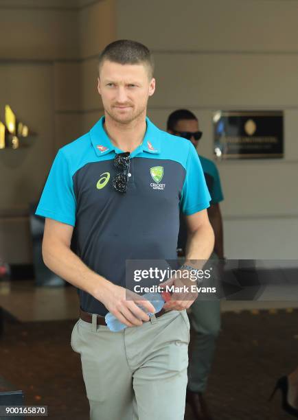 Australian cricketer Jackson Bird outside the team's hotel on January 1, 2018 in Sydney, Australia.