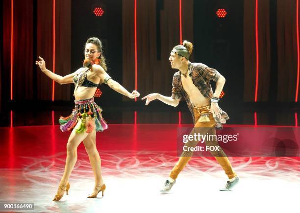 Top 6 contestant Lex Ishimoto and all-star Gaby Diaz perform a Samba routine to Chillando Goma choreographed by Sasha Farber on SO YOU THINK YOU CAN...