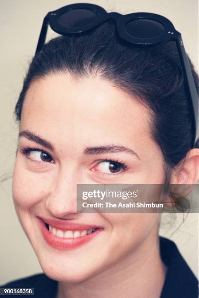 Actress Julie Dreyfus speaks during the Asahi Shimbun interview on October 13, 1992 in Tokyo, Japan.