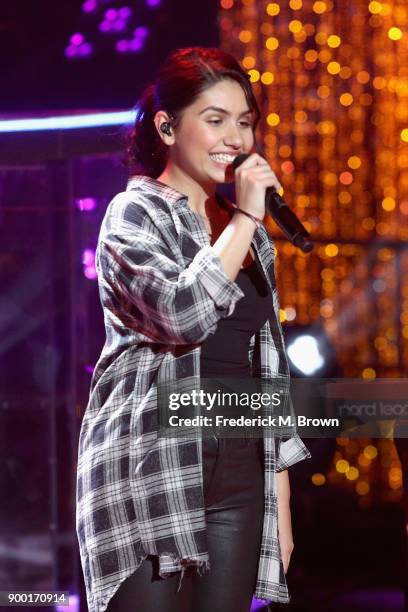 Alessia Cara performs onstage during Dick Clark's New Year's Rockin' Eve with Ryan Seacrest 2018 on December 31, 2017 in Los Angeles, California.