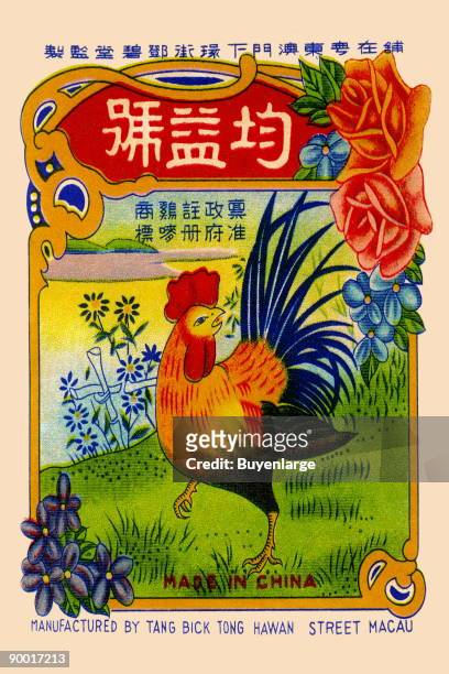 An original firecracker label dating from between 1930 and 1950, made for export, or for internal use in China. The city of Macau was the central...