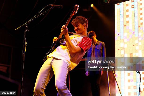 Dave Bayley of Glass Animals performs at Falls Festival on January 1, 2018 in Lorne, Australia.