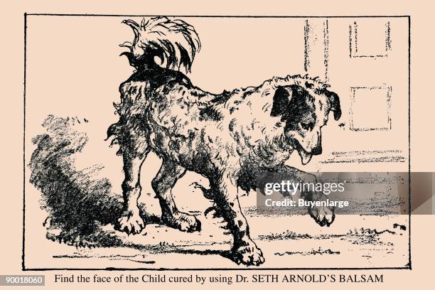 Child's face is hidden in this image. The image is from an old advertising card for a medicine. This image dates from the turn of the century and was...
