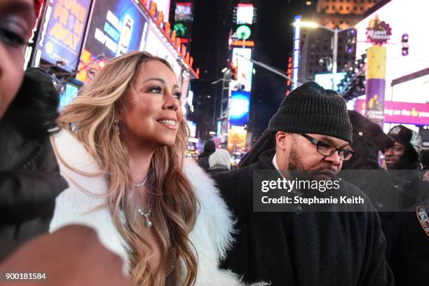 Mariah Carey arrives for her performance on New Year's Eve in Times Square on December 31, 2017 in New York City.