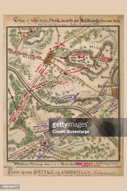 Scene of the last engagement of the Second Battle of Bull Run. Shows the area between Chantilly, Va., in the north and the Centreville Road to the...