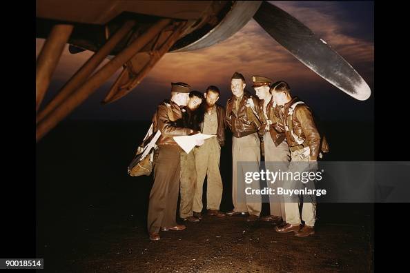 Combative Crew A combat crew receives final instructions just before taking off in a ...