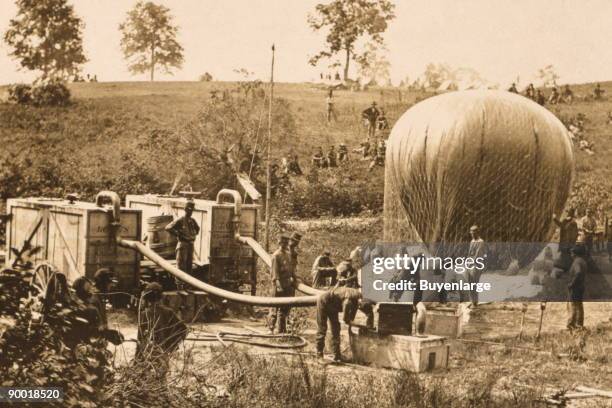 Professor Lowe's military balloon near Gaines Mill, Virginia