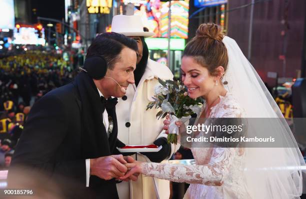 Steve Harvey attends as Keven Undergaro and Maria Menounos have their wedding ceremony during Maria Menounos and Steve Harvey Live from Times Square...