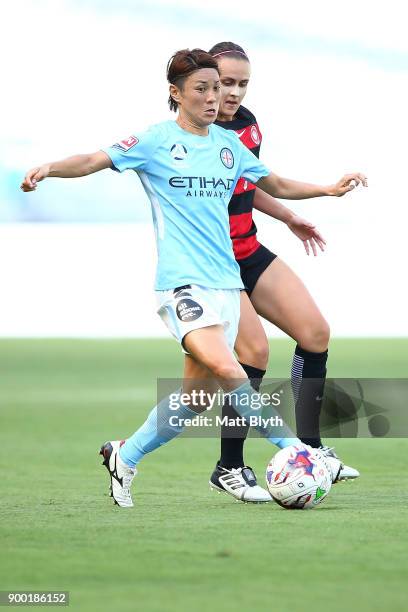 Yukari Kinga of Melbourne City controls the ball during the round nine W-League match between the Western Sydney Wanderers and Melbourne City at ANZ...