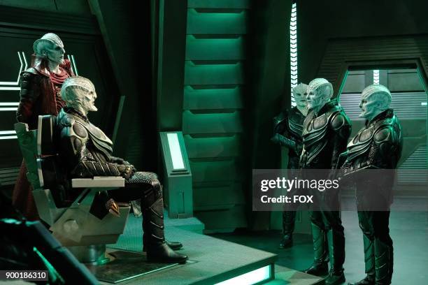 Guest star James Horan, guest star Dylan Kenin, Seth MacFarlane and Scott Grimes in the "Krill" episode of THE ORVILLE airing Thursday, Oct. 12 on...