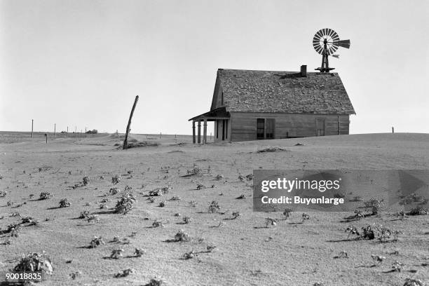Dust Bowl farm. Coldwater District, north of Dalhart, Texas. This house is occupied; most of the houses in this district have been abandoned