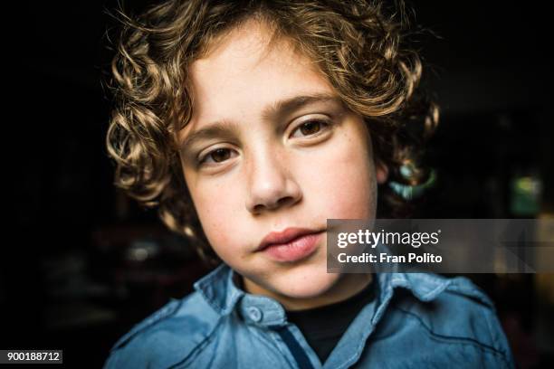 portrait of a young boy. - blonde hair brown eyes stock pictures, royalty-free photos & images