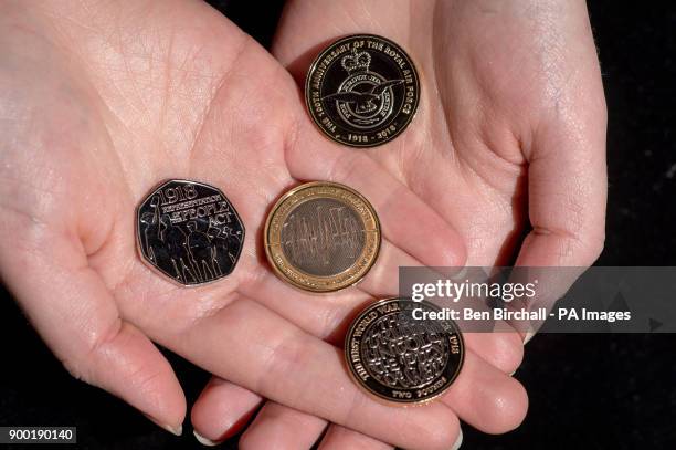 Four new circulation coin designs from the Royal Mint featuring a Frankenstein design on a &pound;2 coin, centre, a &pound;2 coin commemorating the...