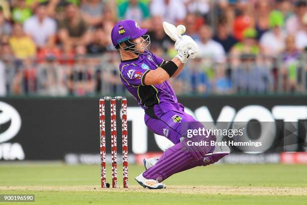 Arcy Short of the Hurricanes bats during the Big Bash League match between the Sydney Thunder and the Hobart Hurricanes at Spotless Stadium on...