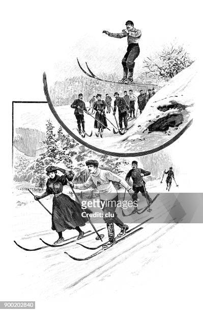 illustrations, cliparts, dessins animés et icônes de sauteurs à ski et ski de fond - saut à ski