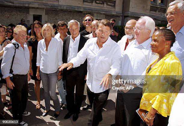 Europe-Ecologie EU MP Daniel Cohn-Bendit, French vice-President of the French centrist party MoDem Marielle de Sarnez, Francois Rebsamen, French...