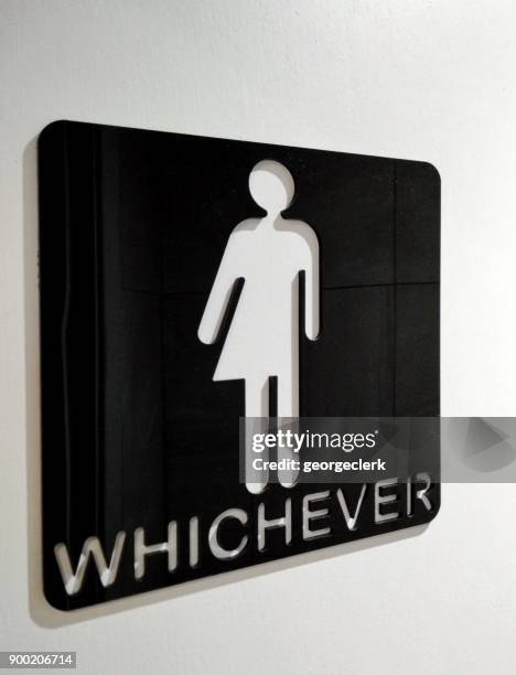gender-neutral bathroom sign - funny bathroom signs stock pictures, royalty-free photos & images