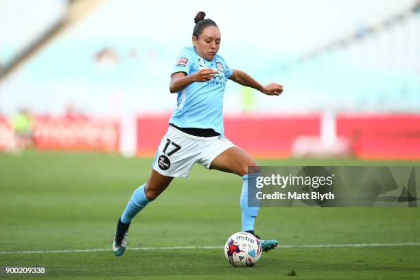 Kyah Simon of Melbourne City during the round nine W-League match between the Western Sydney Wanderers and Melbourne City at ANZ Stadium on January...