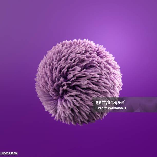 fluffy purple ball, 3d rendering - three dimensional stock-grafiken, -clipart, -cartoons und -symbole