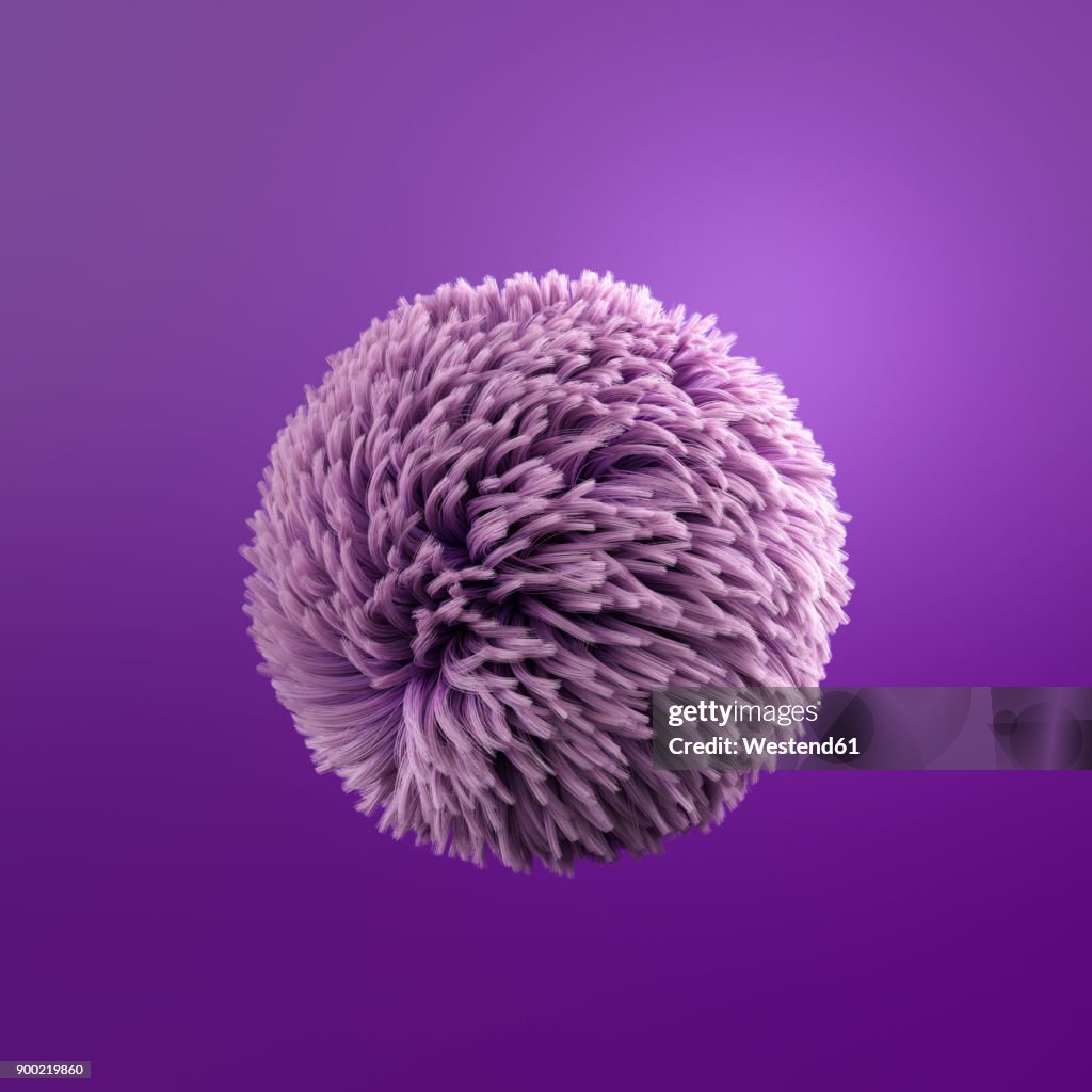 Fluffy purple ball, 3d rendering