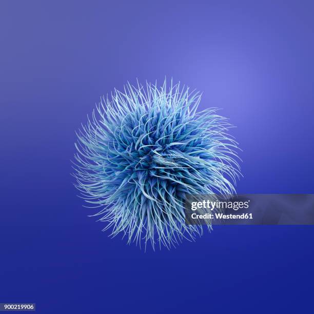 hairy blue ball, 3d rendering - hair stock illustrations