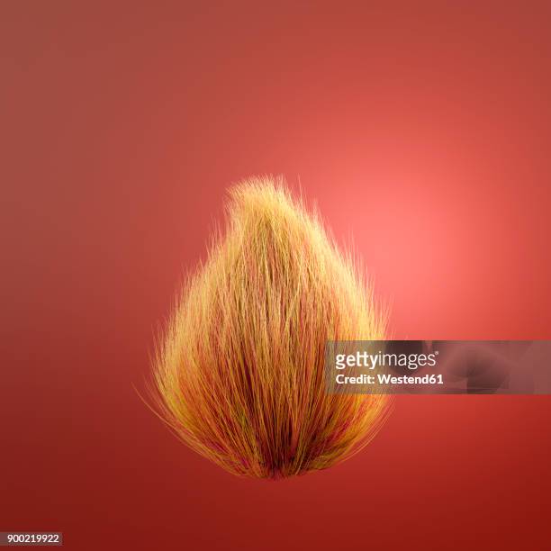 hairy red ball, 3d rendering - hair stock illustrations