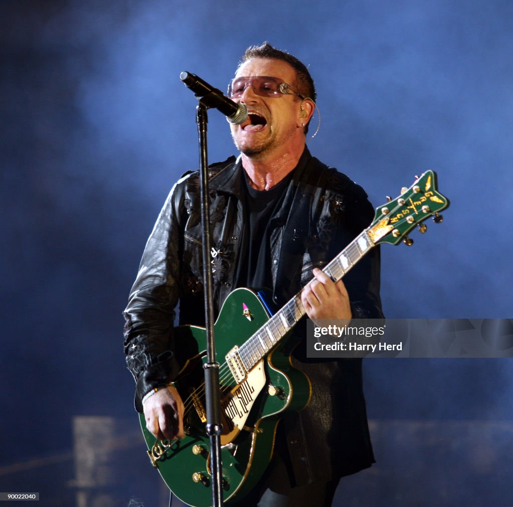 U2 Perform In Cardiff
