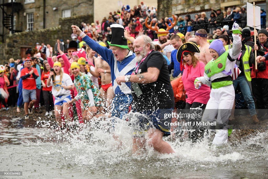 New Year's Day Bathers Take Part In The Loony Dook Swim