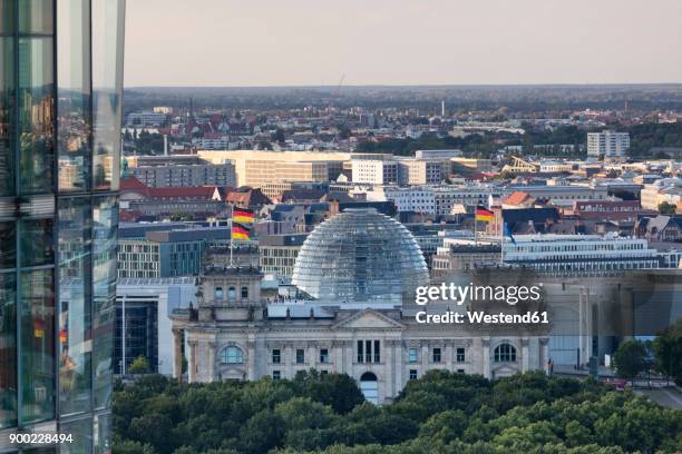 germany, berlin, view to reichstag seen from above - bundestag stock pictures, royalty-free photos & images